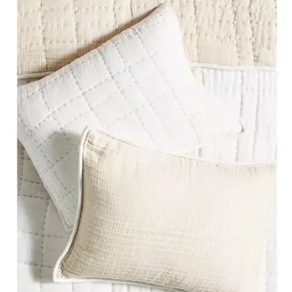 White & Cream Reversible Quilted Sham Set